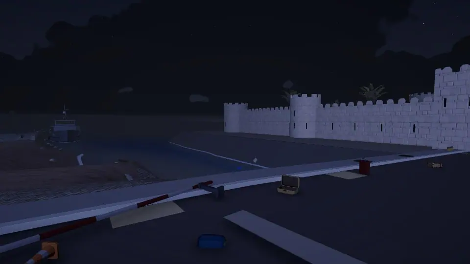 Qaitbay Citadel walls seen from the corniche at night — in-game screenshot